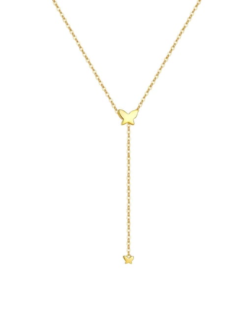 18k gold [Butterfly] 925 Sterling Silver Moon  Trend Tassel Necklace